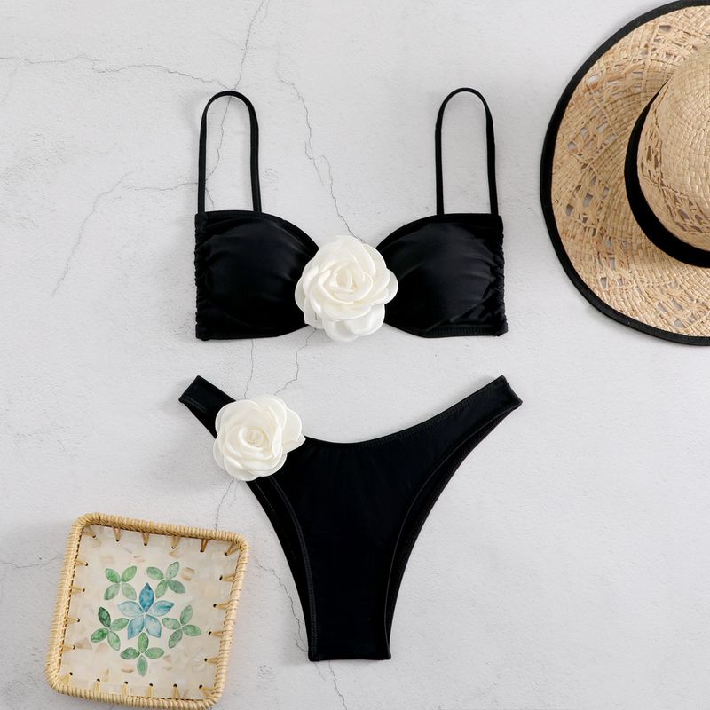 Dámské oblečení Nové sexy tubové top 3D květinové slipy bikiny bikiny plavky_voghion.com
