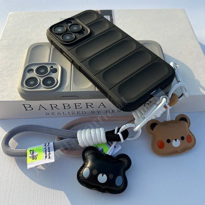 Gray Matte Silicone Soft 3D Stripe Pattern Case For iPhone 15Promax 15 13Promax 14Promax 11 12 12Promax 13 13Pro 14_voghion.com