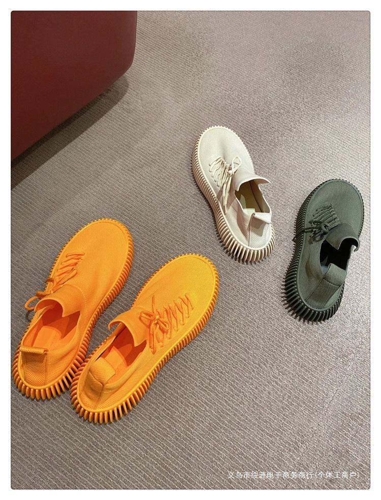 Zees Zees BA.BV2025 Summer Mesh Breathable Casual Sneakers Lace-up Canvas Slip-on Sock Shoes Women's Flats_voghion.com