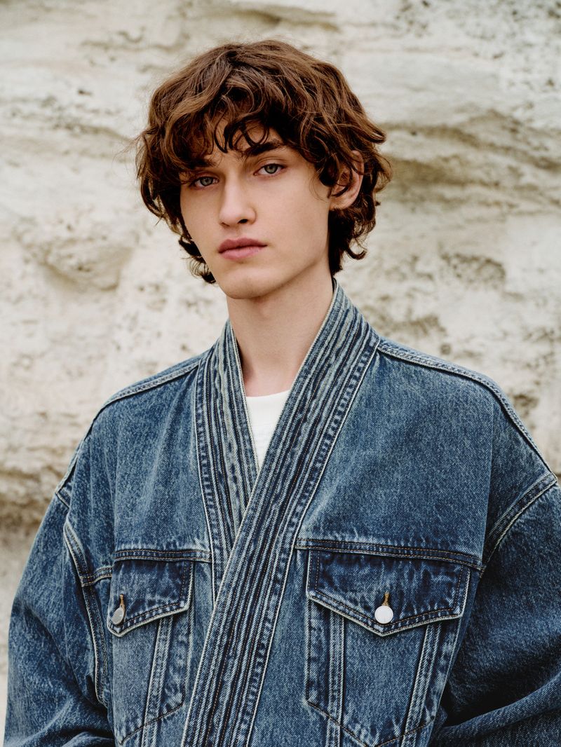 Men's Clothing New Style Irregular Symmetrical Design Niche Loose Lace Denim Jacket For Men_voghion.com
