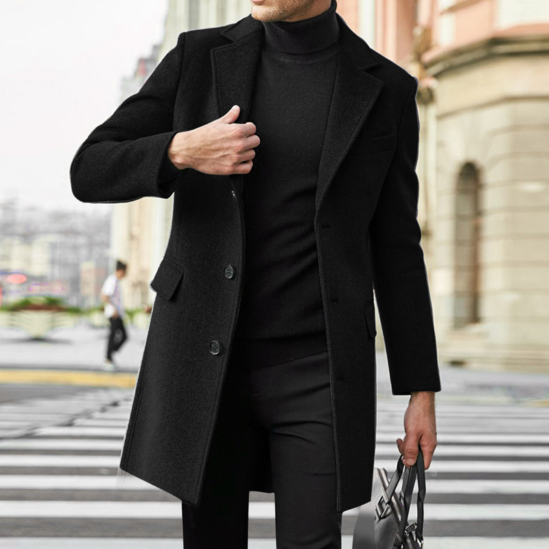 Autumn And Winter Long Double-breasted Trench Coat Men's Woolen Coat, British Men's Long-sleeved Woolen Coat Autumn Trend Suit_voghion.com