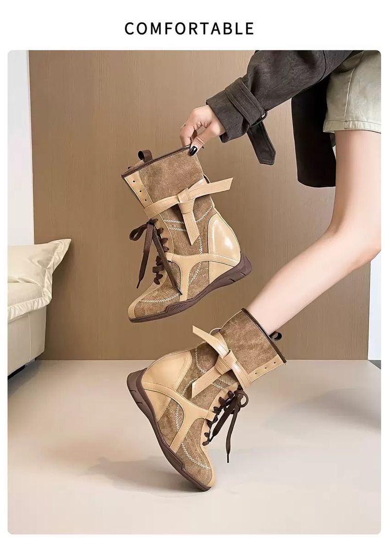 Stivali da boxe da donna ~ Piccoli stivali invisibili per aumentare l'altezza di 8 cm, da boxe per donne, da caccia western, versatili, dimagranti, tedeschi, da allenamento Martin_voghion.com