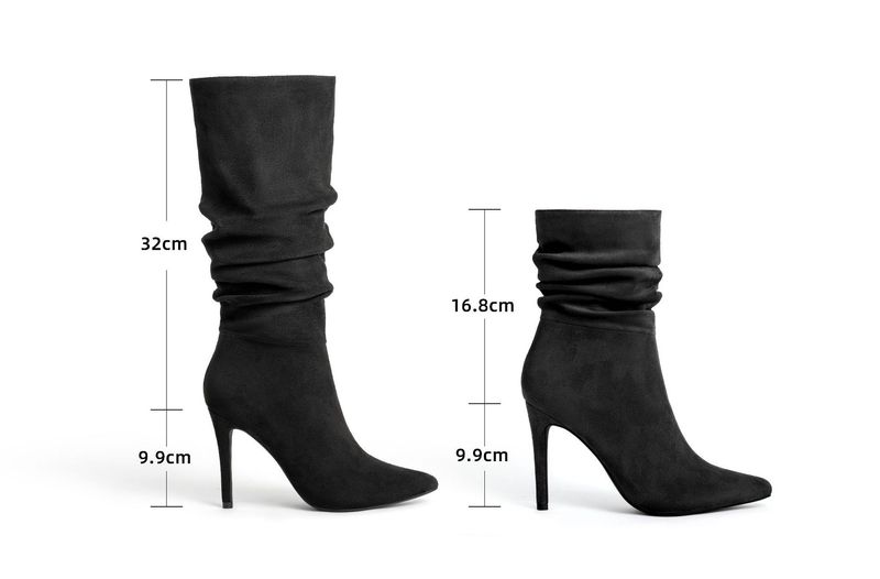 Pointy suede solid color mid-tube fashion slip-on boots plus size_voghion.com