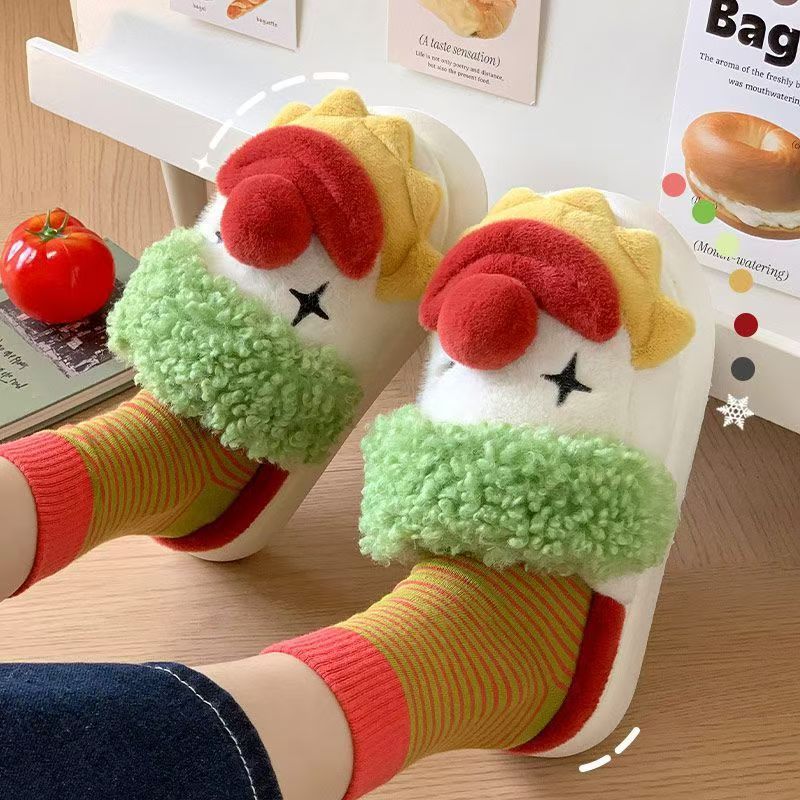 Clown Plush Cotton For Women, Winter New Indoor Student Cute Thickened Warm Non-Slip Slippers_voghion.com