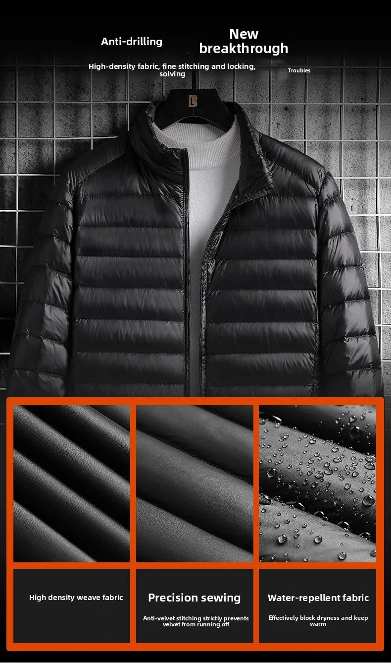 Leichte Baumwolljacke für Herren, lässig, bedruckbar, kurzer Kragen, weit geschnittener Baumwollmantel, große Oberbekleidung für Männer_voghion.com