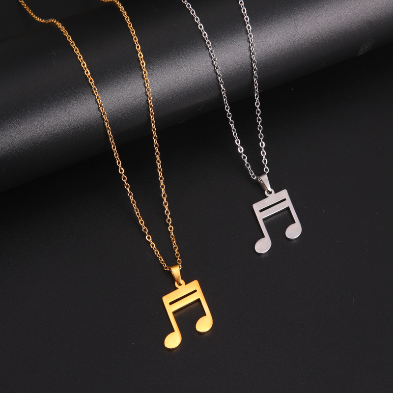 Skyrim pendant male and female music notes, stainless steel, gold, microphone, accordion, necklace, jewelry, gifts_voghion.com