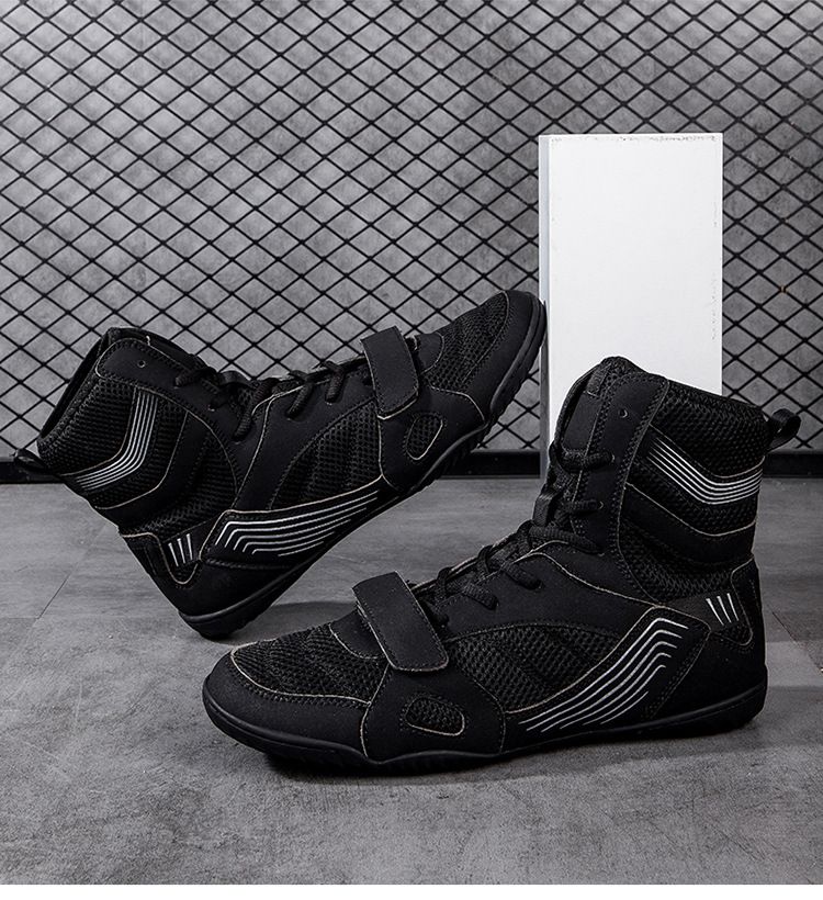 Bottes longues d'entraînement de combat à canon haut de lutte professionnelle, chaussures Sanda de pétrissage de boxe thaïlandaise, de fitness, pour hommes et_voghion.com