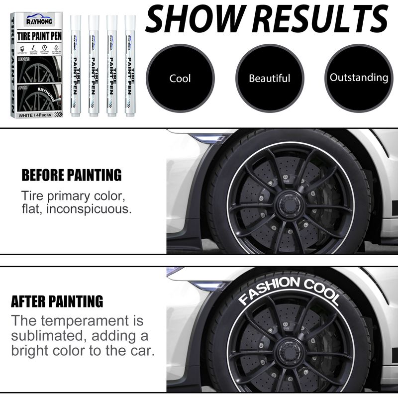 Rayhong 4tk/komplekt rehvivärvi pliiatsit, autorehvide tähepliiatsit, dekoratiivseid modifikatsioone, graffiti jälgimise sünnimärgi pliiatsit_voghion.com