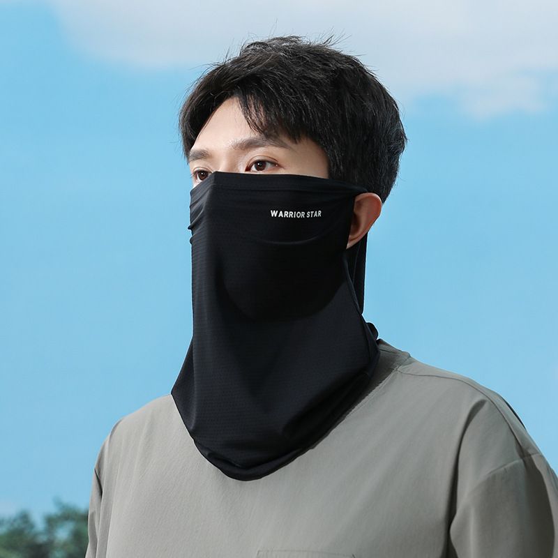 Máscara de ciclismo LazyZoom Warrior para homens, conjunto de mangas e guarda-sol para pesca ao ar livre no verão, capa e proteção para pescoço e rosto em seda gelada_voghion.com