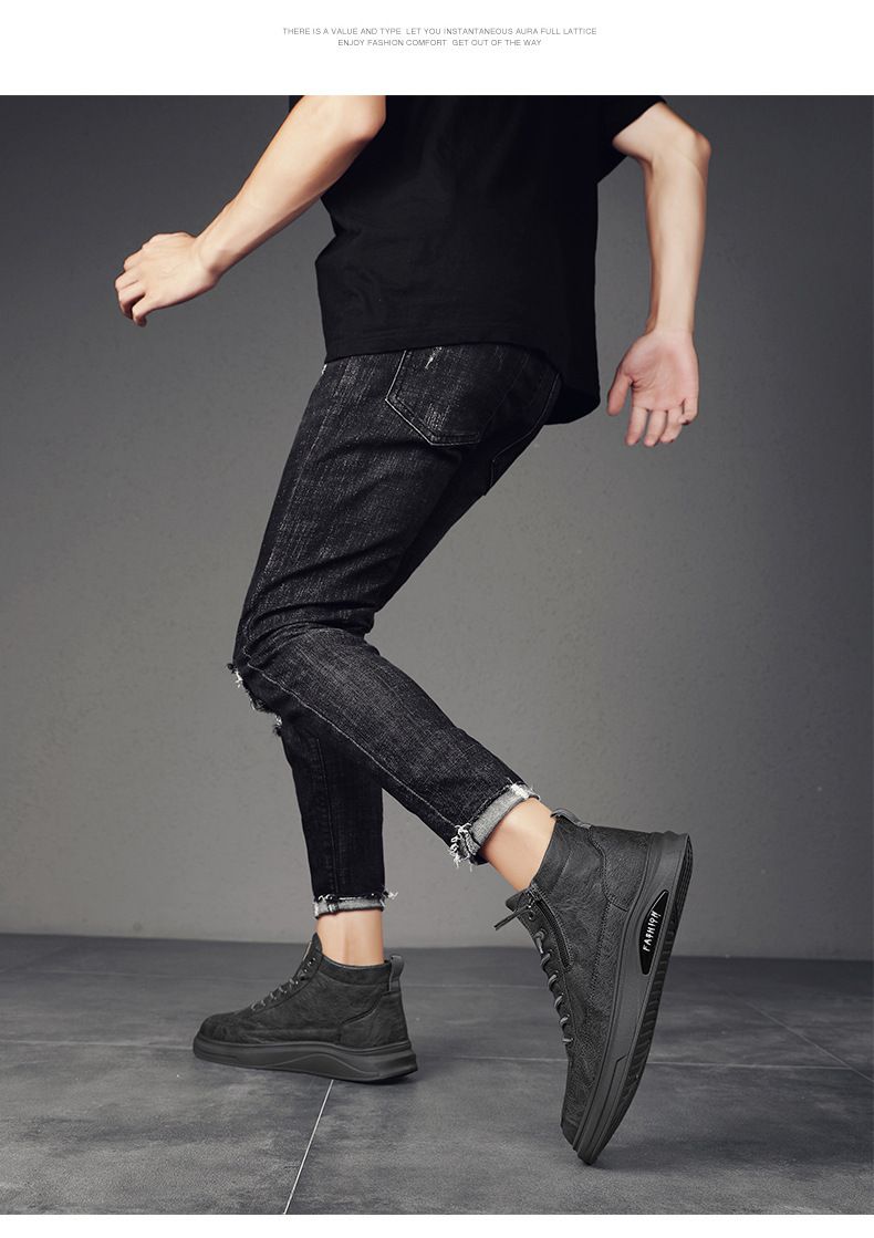 Mercury 2024 Autumn British Style Casual Leather Men's Black High Top Board Shoes Winter Waterproof Martin Boots Trend_voghion.com