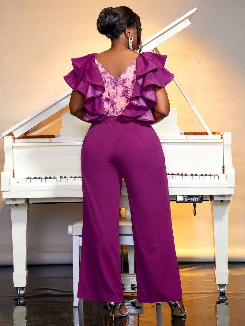 Women's Clothing Spring and Summer Low cut Backless Jumpsuit Large Size Party Style Temperament Women's Body Suit_voghion.com