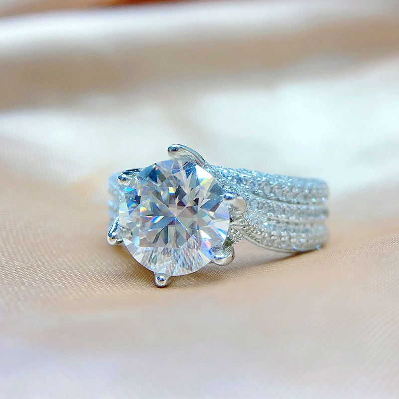 Moissanite rossa, bianca e blu a sei punte, in argento puro placcato in platino, lussuoso intarsio, proposta di amore eterno per donna, coppia_voghion.com