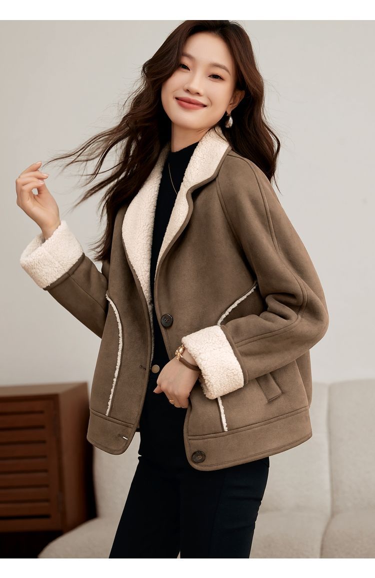 Cappotto in lana d'agnello autunno inverno 2025 per donna, anti-età, caldo, scamosciato, spesso, alla moda_voghion.com