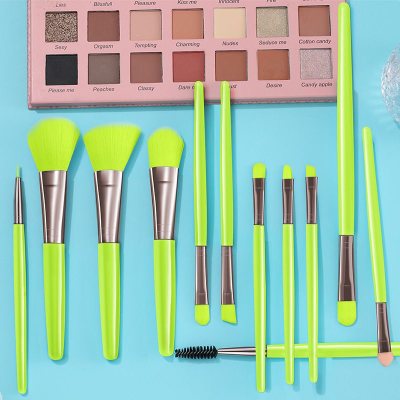 12-teiliges Make-up-Pinsel-Set, fluoreszierend grün, Beauty-Tools, Puder, Foundation, Lidschatten, Mascara-Pinsel_voghion.com