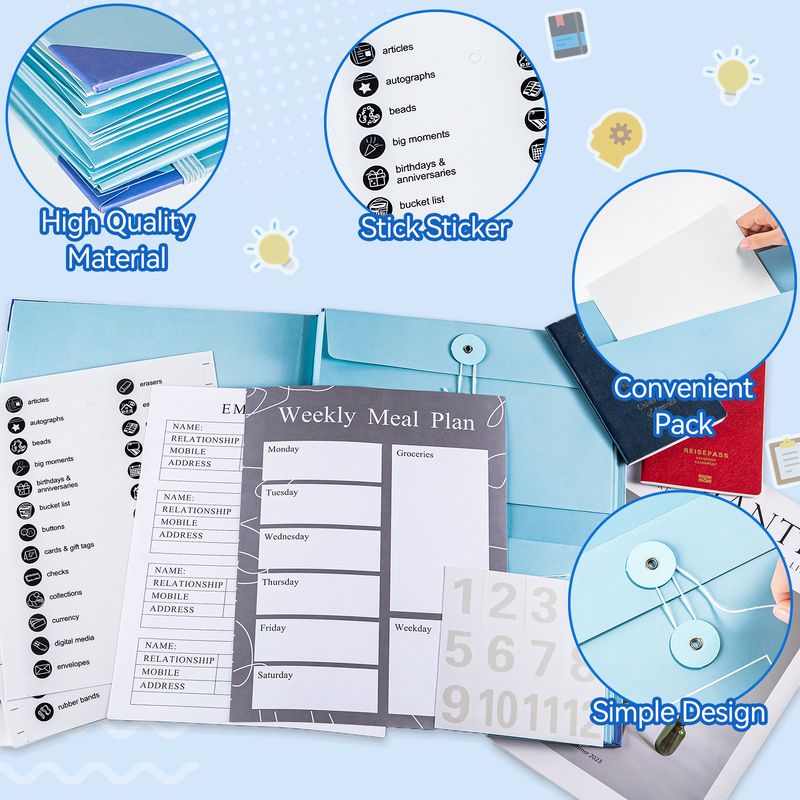 In Case I Go Missing Binder - Manila Pocket Organizer Folder With Stickers, A4 Size, 3 Colors (Blue, Pink, Khaki), Perfect For Travel, School & Gifts_voghion.com