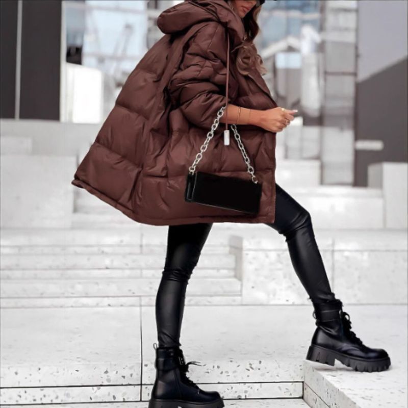 Giacca in cotone con cappuccio e cerniera tinta unita per donna_voghion.com