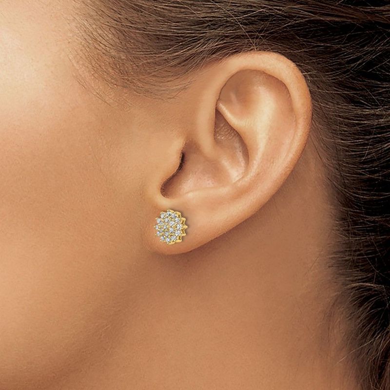 14k 1/2 Carat Lab Grown Diamond VS/SI+ G+ Complete Cluster Post Earrings_voghion.com