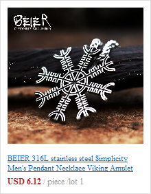 Beier 316L Stainless Steel Couple style Vegvisir Compass Pendant necklace Symbal Of Norse Runic BP8-985_voghion.com