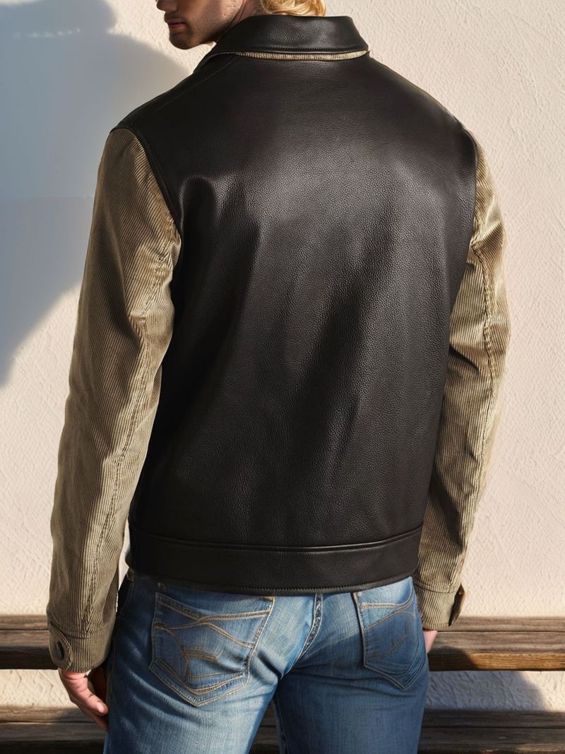 2024 Autumn Winter PU Leather Patchwork Baseball Fashion Trend Men's Jacket Retro_voghion.com