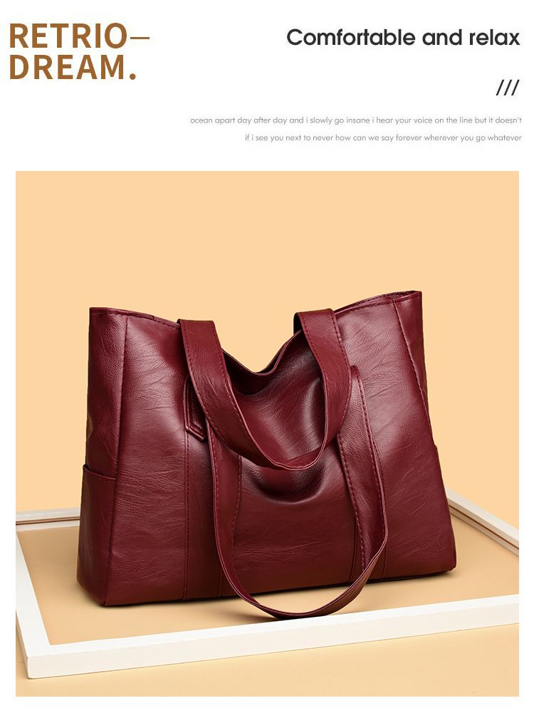 Women's Bag Source Simple New PU Soft Leather Trend European And American Zipper Tote Bag Large Capacity Shoulder Bag_voghion.com