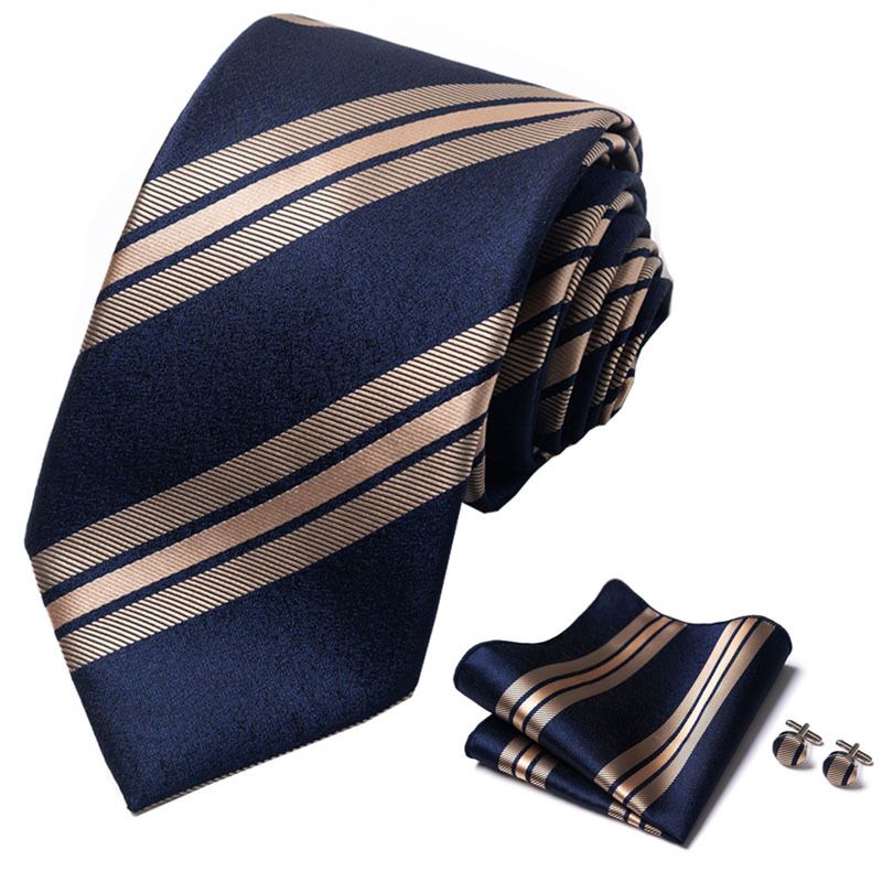 Corbata de seda de poliéster de alta calidad unisex para hombre, corbata formal de color sólido, bolsillo, toalla, gemelos, juego de jacquard_voghion.com