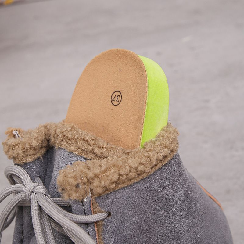 2025 New Large Size Wool Short Cotton Shoes For Women Winter Fleece-Lined Casual Warm Lace-Up Snow Boots_voghion.com