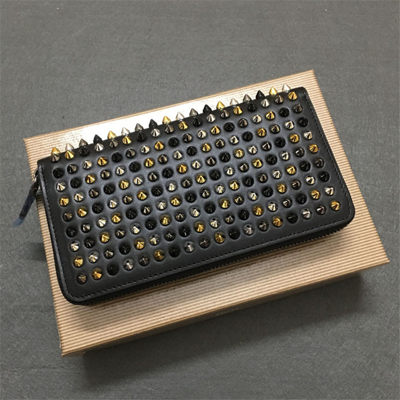2022 neue Marke Design Punk Lange Zipper Niet Brieftasche Top Qualität Männer Frauen PU Leder Geldbörse_voghion.com