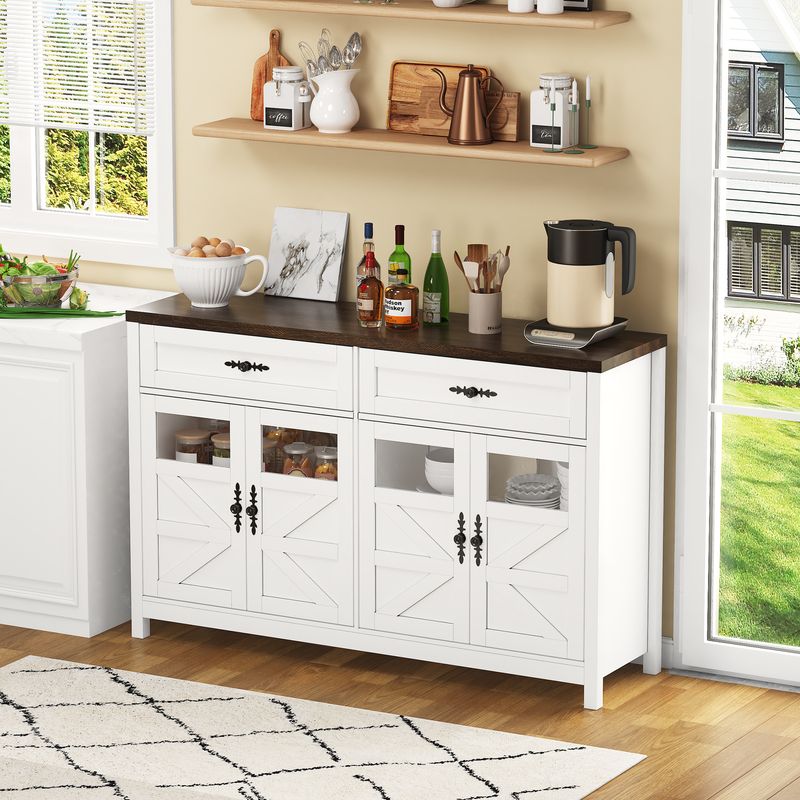 Credenza Weiß 140cm con 4 cassetti, 2 Schubladen, Zeitgenössisches Design_voghion.com
