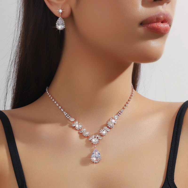 Set di gioielli da donna, set di gioielli da sposa alla moda, collana di alta qualità, orecchini, bracciale, abito da sposa, lusso, elegante, accessori coordinati_voghion.com
