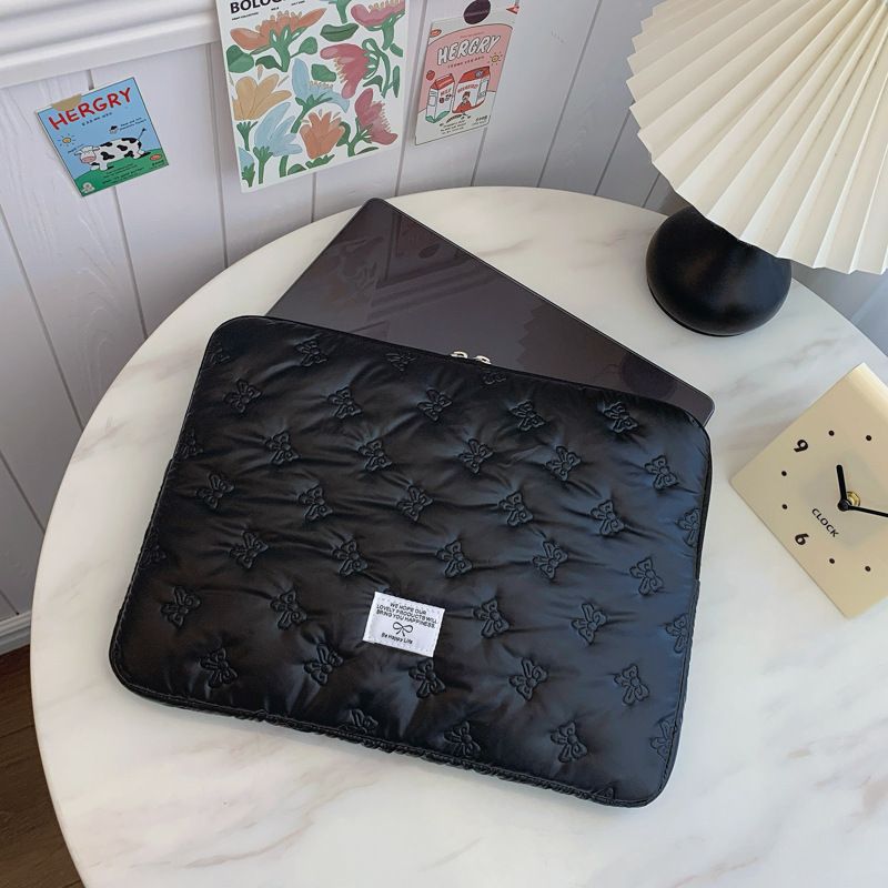 Korean Bowknot New Inner Tablet IPad Storage 13inch 14inch Soft Girl Universal Laptop Bag_voghion.com