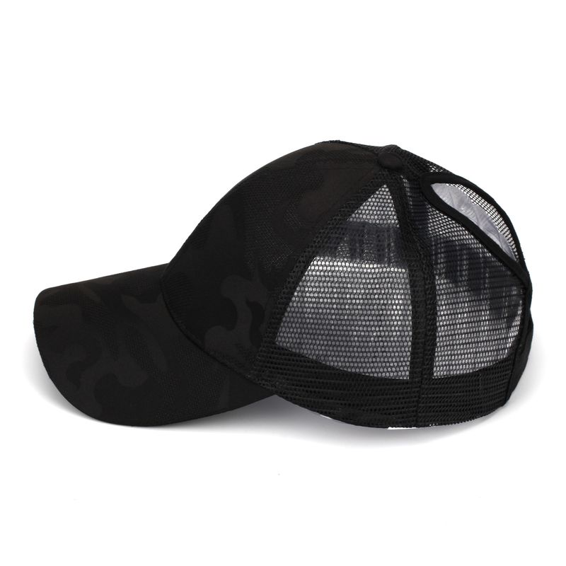 Gorra de béisbol con protección solar para mujer, con diseño de camuflaje y cola de caballo cruzada, ideal para primavera y verano, ideal para deportes al aire libre._voghion.com
