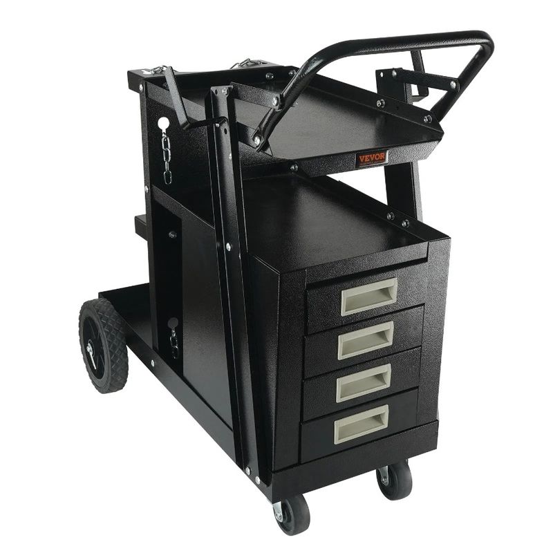 Cart Welding Heavy Cart, 360° Capacity, 2-Tier Swivel LBS With Weight Storage 265 Drawers Safety Chains, Wheels, Tank Welder 4_voghion.com