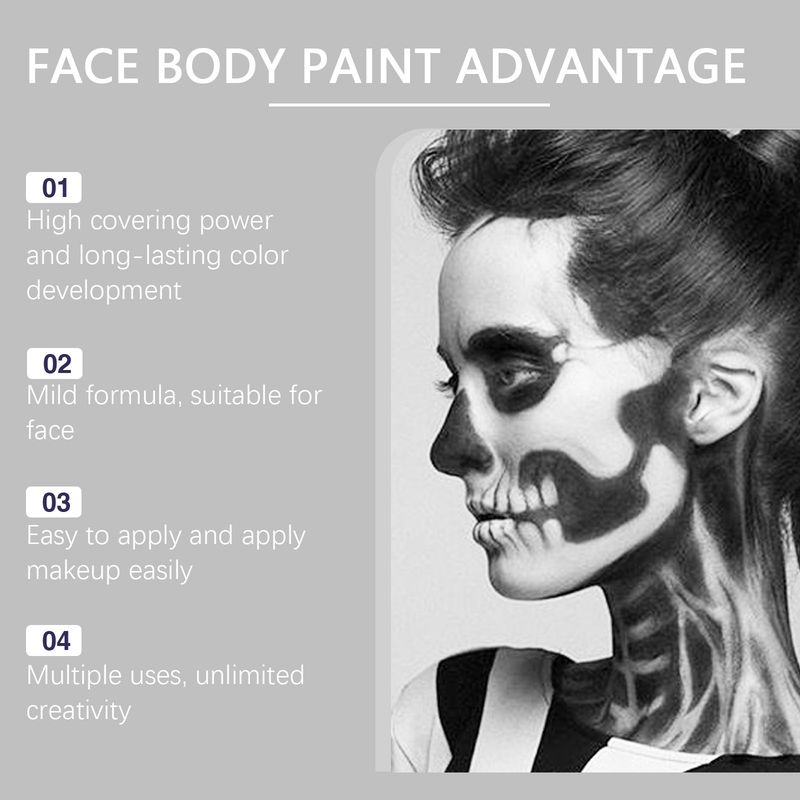 Eelhope Halloween black and white foundation paint cream easily covers skin color clown makeup effect foundation paint cream_voghion.com