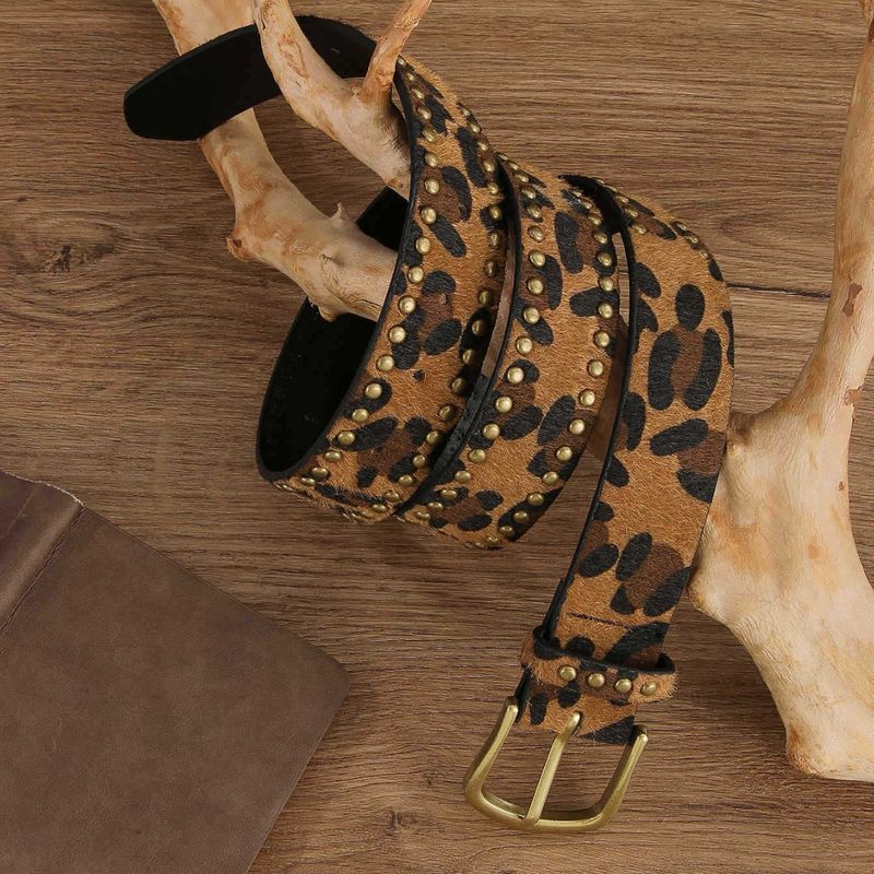 New Women's Leopard Print Studded Fashion Trend Versatile Decorative Popular Punk Belt_voghion.com