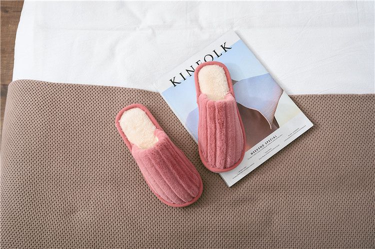 Βαμβακερές παντόφλες γυναικείες εσωτερικές ζευγαριές αρσενικές με χοντρό πάτο στο σπίτι με βελούδινες ζεστές παντόφλες σπιτιού_voghion.com
