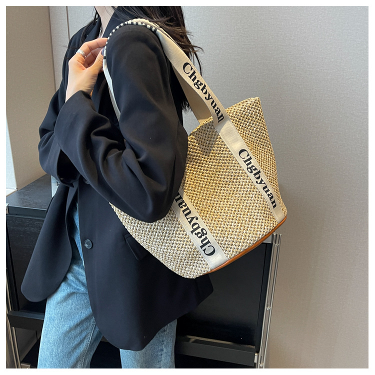 Borsa a tracolla alla moda da donna, borsa a secchiello per le vacanze di grande capacità_voghion.com