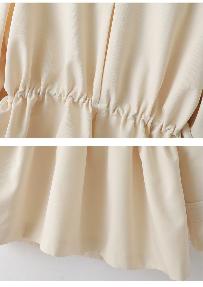 "Elegante trench con cintura in vita per donna - Giacca corta snellente con colletto polo e maniche a principessa, camicetta in poliestere leggero di colore puro"_voghion.com