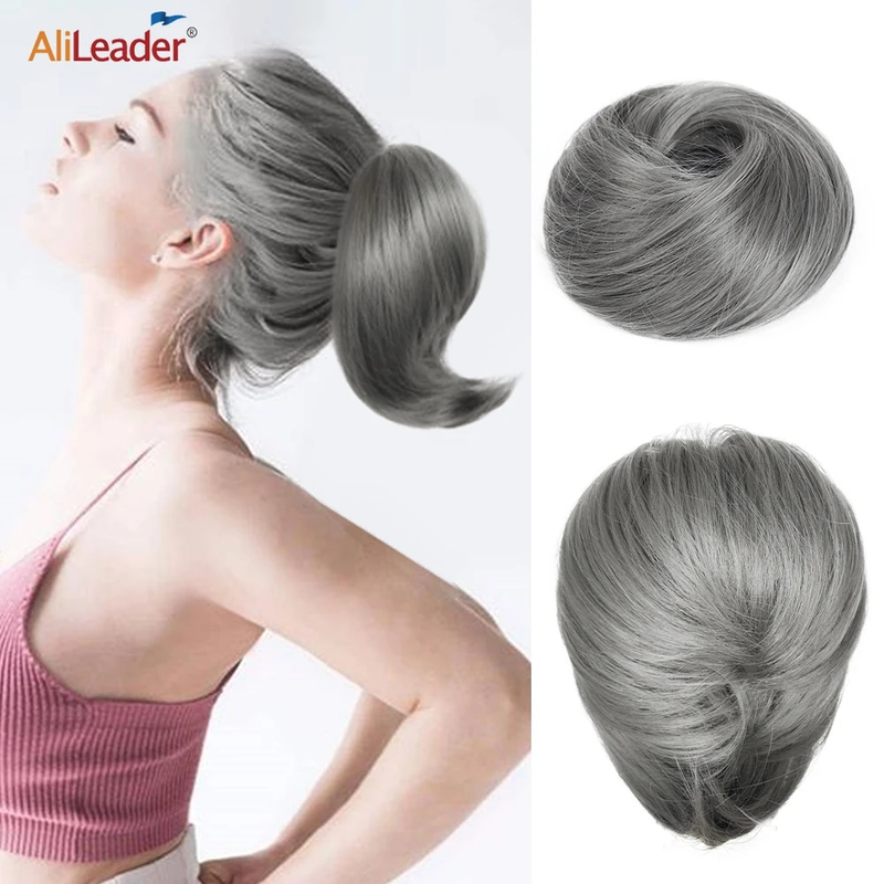 Elastische haarstukken Synthetische Rechte Chouchou Nep Knot Haarstukje Chignon Band Opgestoken Donut Voor Dames_voghion.com