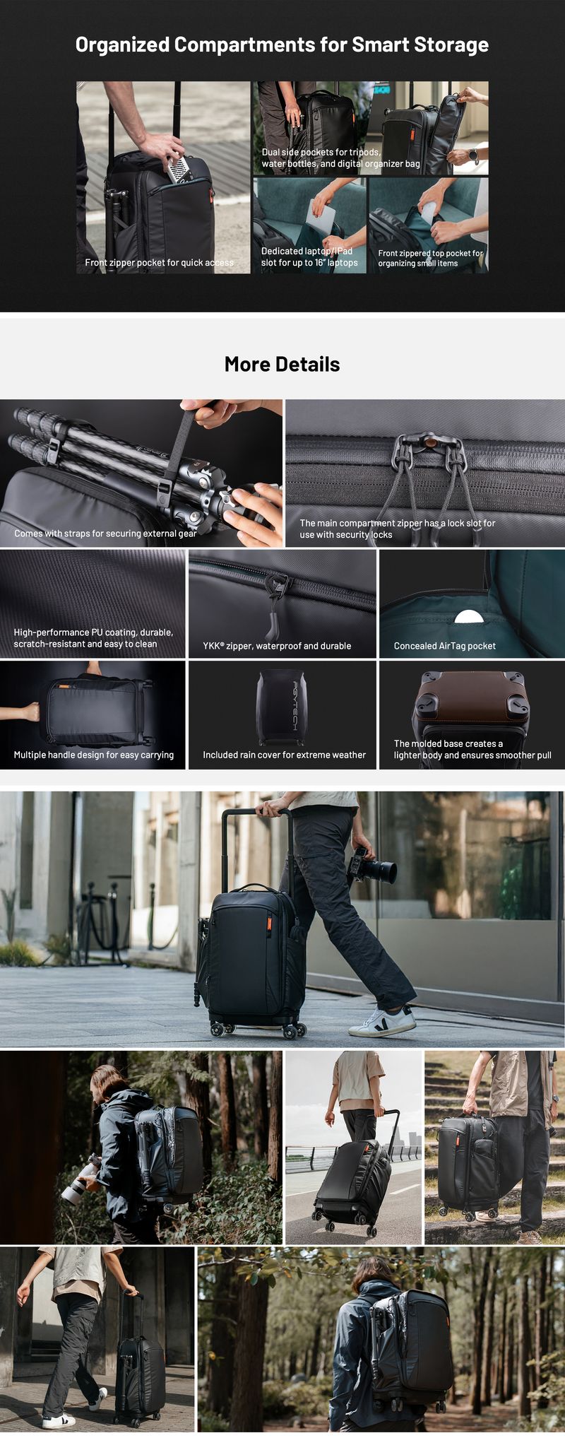 PGYTECH Trolley Photography DSLR Camera Bag Professional Outdoor Backpack Large Equipment Travel Case_voghion.com