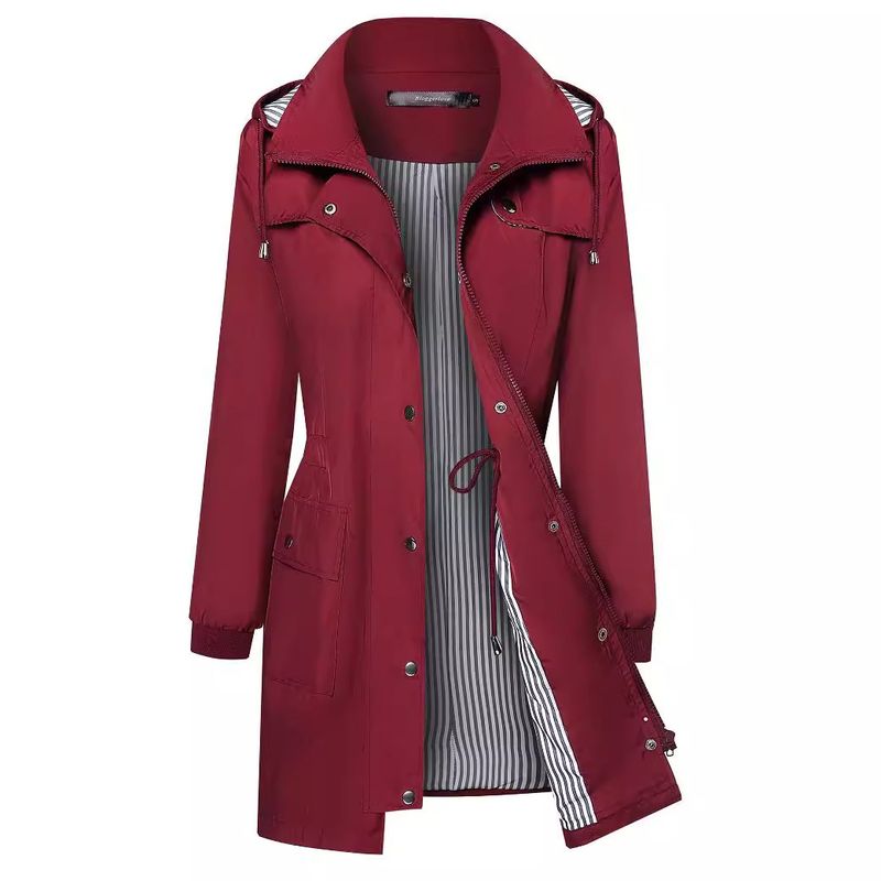 Dames lichtgewicht regenjas waterdicht gestreept wandelen outdoor afneembare capuchon windjack_voghion.com