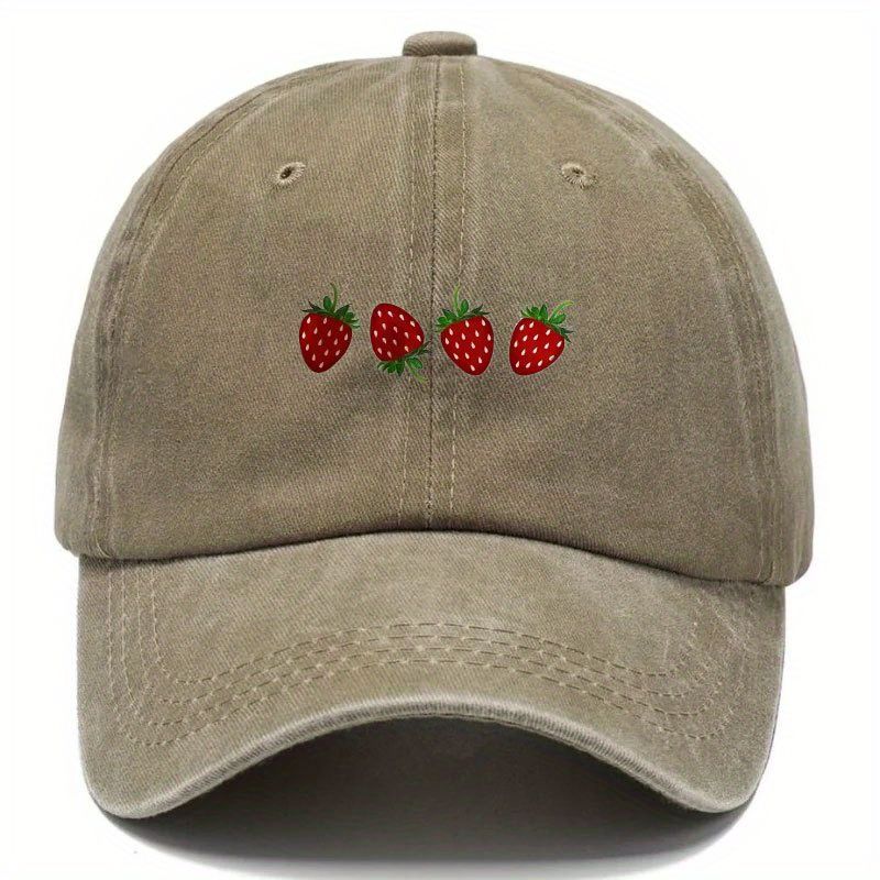 Baseballkappe Mit Erdbeermuster Und Verstellbarem Sonnenschirm, Modische Entenschnabelkappe Für Männer Und Frauen, Weiches Top-Design_voghion.com
