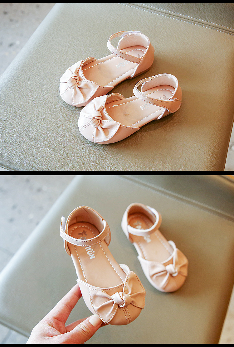 2024 primavera/verão nova edição coreana meia sandálias da menina do bebê arco princesa couro moda sapatos casuais_voghion.com