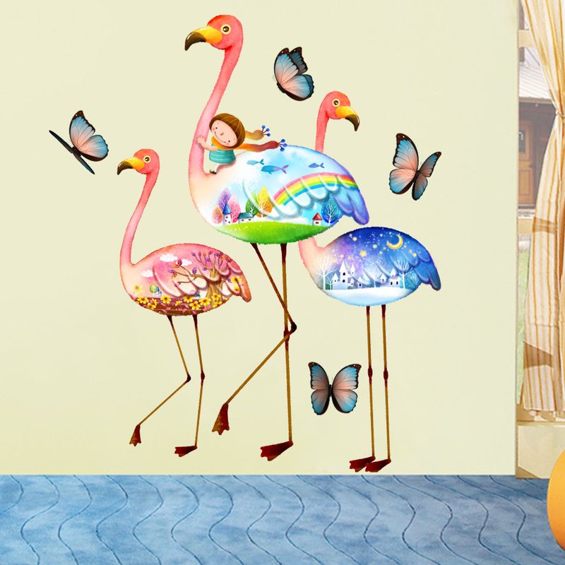 Nordic style flamingo butterfly PVC frosted CH81015 living room entrance decoration wall sticker_voghion.com