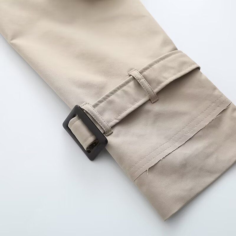 Vêtements pour femmes, style décontracté, ample avec ceinture, manches longues, coupe-vent court_voghion.com