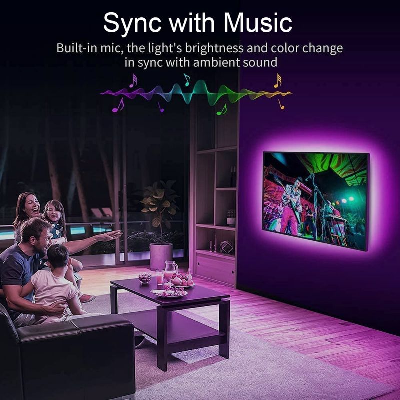 Tira de luces LED con Wifi, sincronización de música, RGB 5050, tira de luces LED inteligente Alexa para decoración de salas de fiestas, retroiluminación de TV_voghion.com