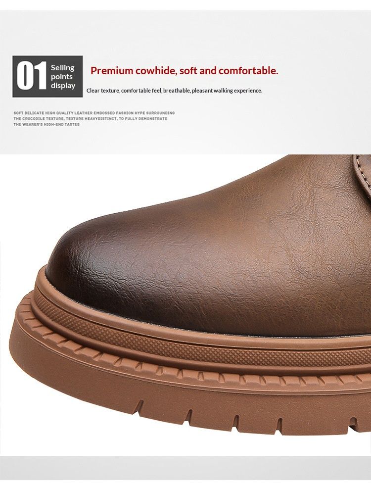 Glide Leather Frühling/Sommer Britische Derby-Schuhe mit dicker Sohle, lässige Herren-Martin-Stiefel, formelle Schuhe für Hochzeiten und Arbeit, niedrige Schafthöhe_voghion.com