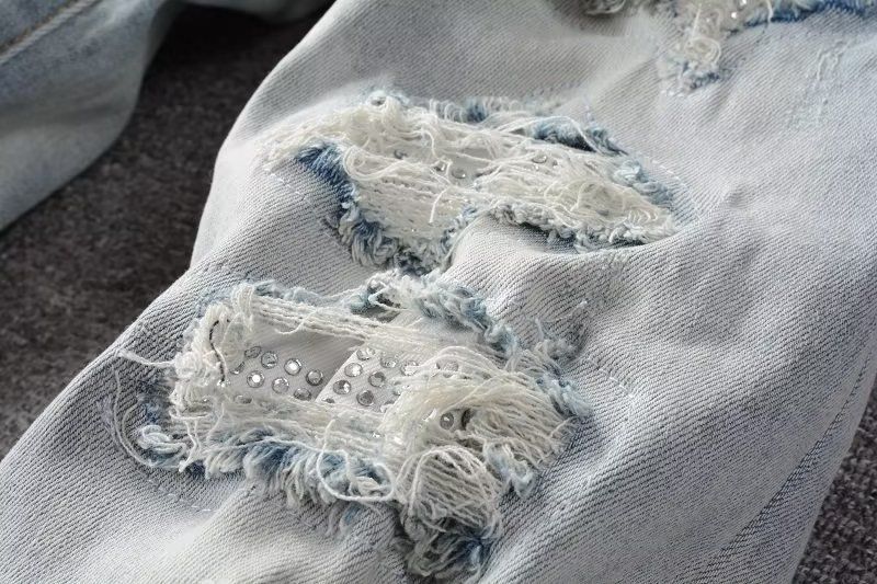Vīriešu apģērbi Vasaras plānas stila caurumu izšuvumi Slim Fit gaišas krāsas daudzpusīgas garās bikses_voghion.com