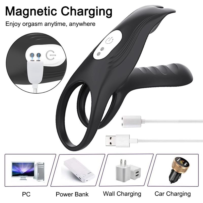 Anello vibrante, vibratore ad anello con 12 modalità di vibrazione e ricaricabile tramite USB, giocattoli sessuali per adulti in silicone per uomini_voghion.com