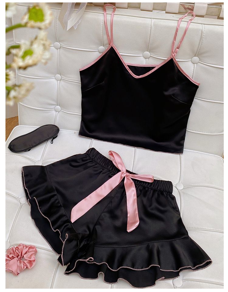 Sexy Hosenträgerrock Home Kleidung Damenmode Weste Shorts Set Home Silk Ice Silk Pyjamas_voghion.com