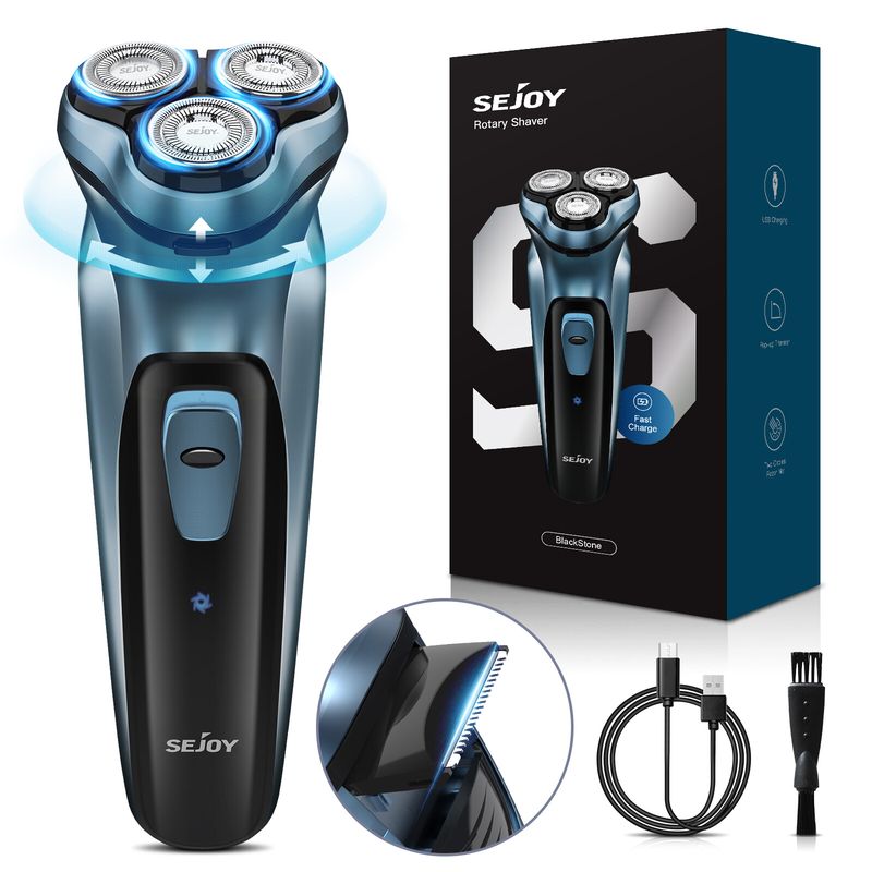 SEJOY Herren Elektrorasierer Rasierer Waschbarer Kopf Mit Pop-Up Trimmer Rotationsrasierer_voghion.com